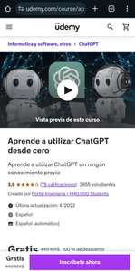 Udemy: Aprende A Utilizar Chat GPT Desde Cero (GRATIS)