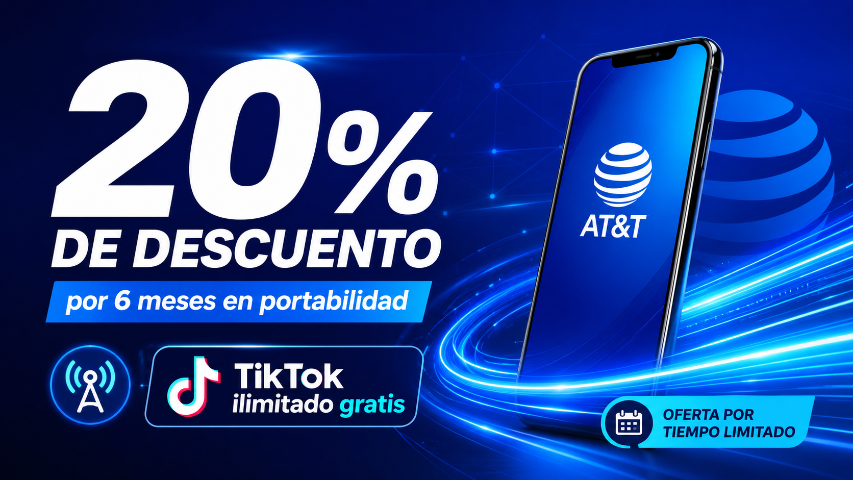 AT&T México: 20% de descuento por 6 meses en Portabilidad a planes Premium (+ TikTok ilimitado gratis)