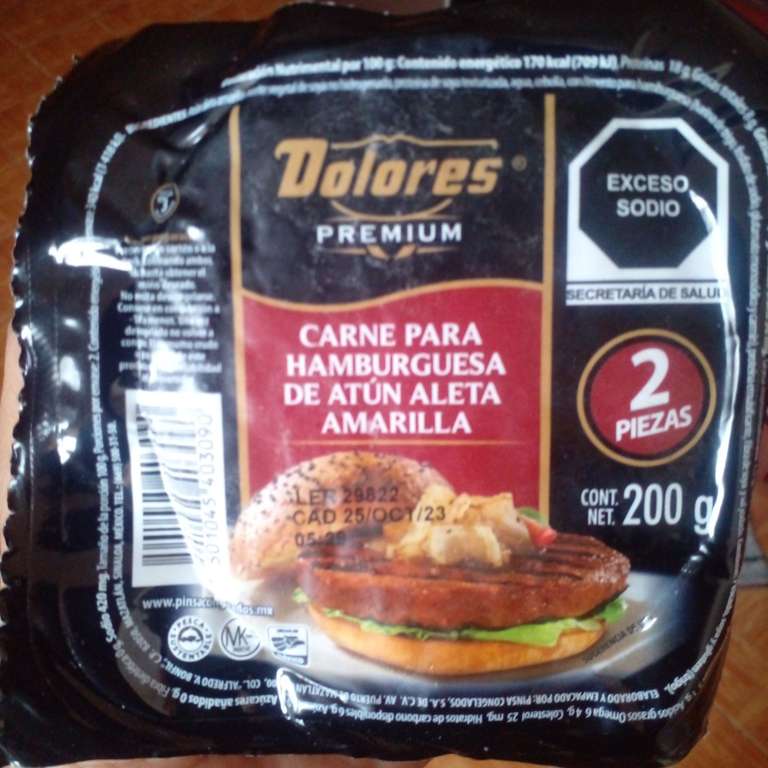 Soriana: Carne de hamburguesa de Atun Dolores 200gr