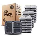 Amazon: Freshware Bento Box Contenedores de preparación de comidas, 24 onzas, 3 compartimentos, paquete de 50