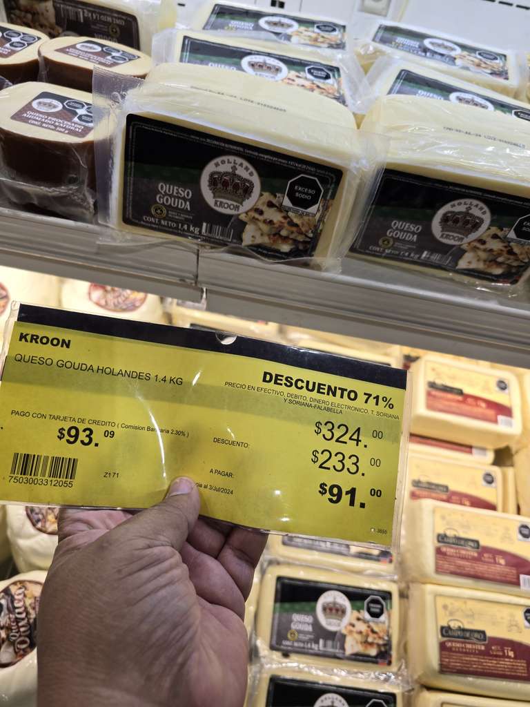 Kroon queso gouda holandes 1.4kg, city club villahermosa