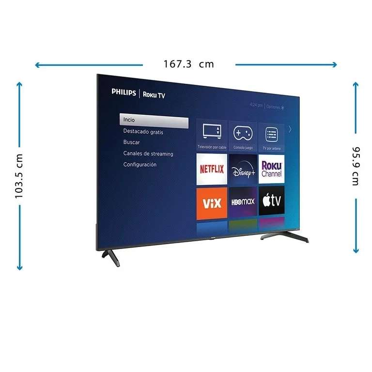 Bodega Aurrera: TV Philips 75 Pulgadas Roku 4K Ultra HD LED 75PUL6653/F8