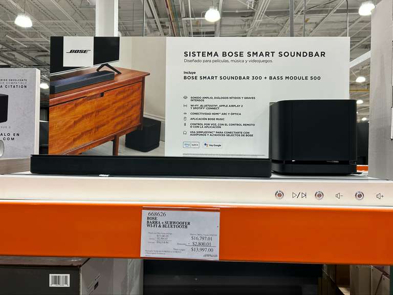 Costco: Bose Smart Soundbar 300 +Bass Module 500 - Interlomas