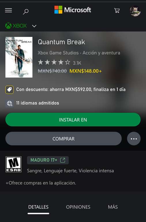 XBOX: Quantum Break (tienda oficial)