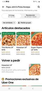 Uber Eats: Pizzas de Papa Jhon's 14 NYS a mitad de precio si eres uber one