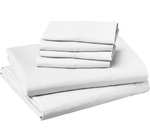 Amazon Basics: Juego de sábanas de microfibra ligera con cuatro fundas de almohada, tamaño Queen, blanco brillante | Envío gratis con Prime