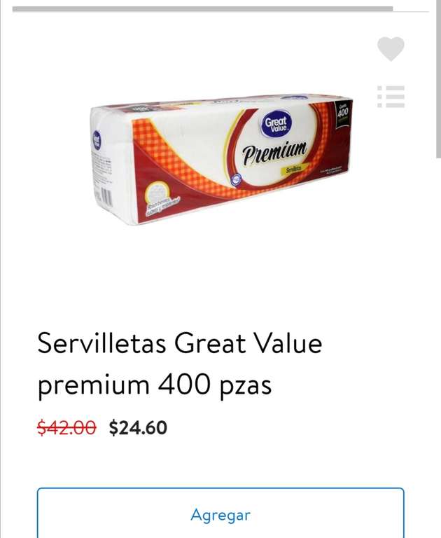 Walmart: Servilletas Great Value premium 400 pzas