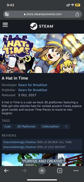 A Hat in Time al 50% en Steam