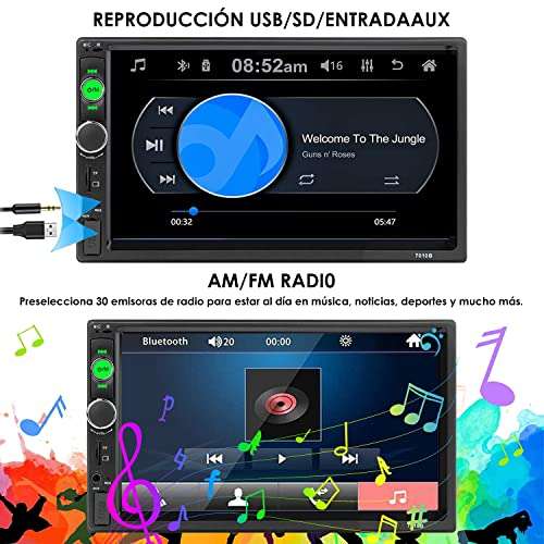 Amazon: Autoestéreos Pantalla táctil capacitiva de 7 pulgadas, reproductor multimedia digital MP5 Bluetooth para automóvil