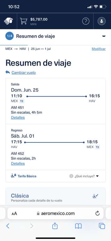 Vuelo desde AICM a La Habana por Aeromexico (25 Jun - 1 Jul)