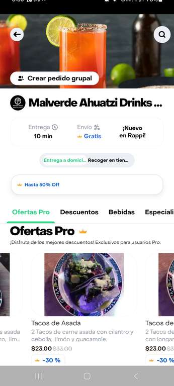 Rappi: Malverde, tacos de carne asada en descuento para prime - Puebla