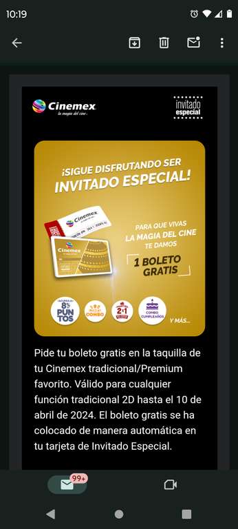 Cinemex: 1 boleto gratis si eres invitado especial oro