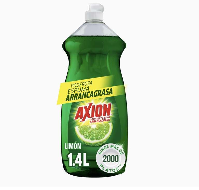 Amazon: Axion, Lavatrastes Líquido Limón, 1.4 L con Planea y Ahorra, envío gratis Prime