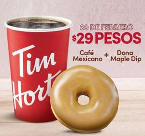 Tim Hortons - Café Mexicano + Dona Maple Dip por $29 (Directo en Sucursal & Drive-Thru)