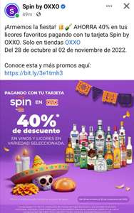 Oxxo Hasta 40% desc. en Vinos y Licores (Pagando con Spin).