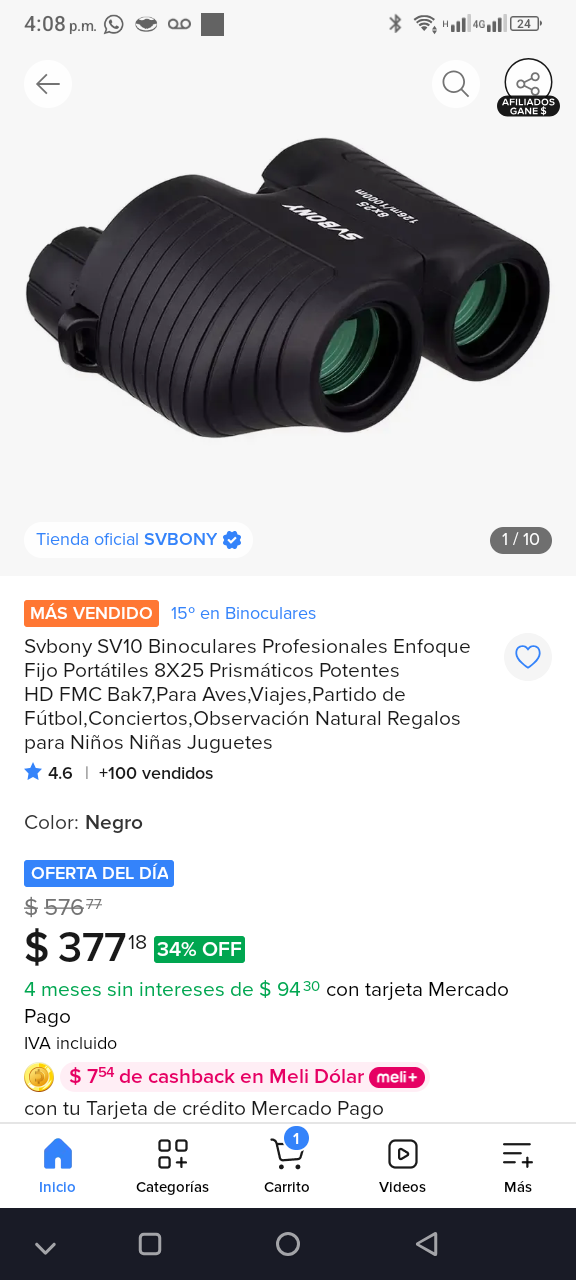 Mercado Libre: Binoculares sv bony 8*25