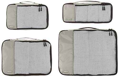 Amazon Basics - Juego de 4 cubos organizadores de viaje, color gris