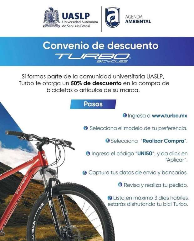TURBO: Descuento del 50% en todas las bicicletas y/o productos de la marca TURBO | Leer descripción