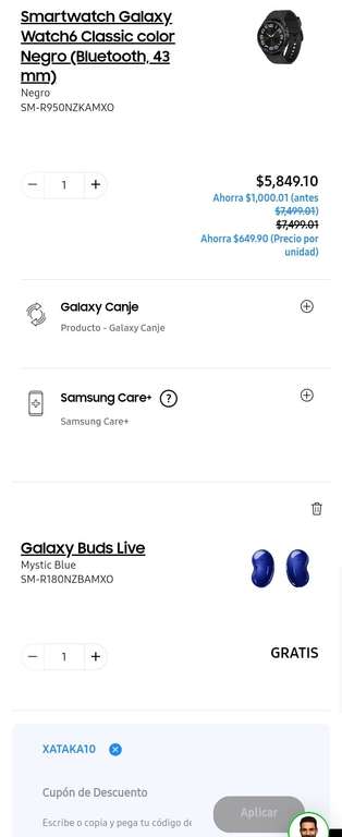 Samsung Store: Galaxy watch6 Classic, 5849 (comprando con cupon)