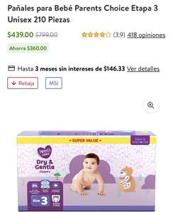 Walmart: 210 pañales Parent’s Choice etapa 3