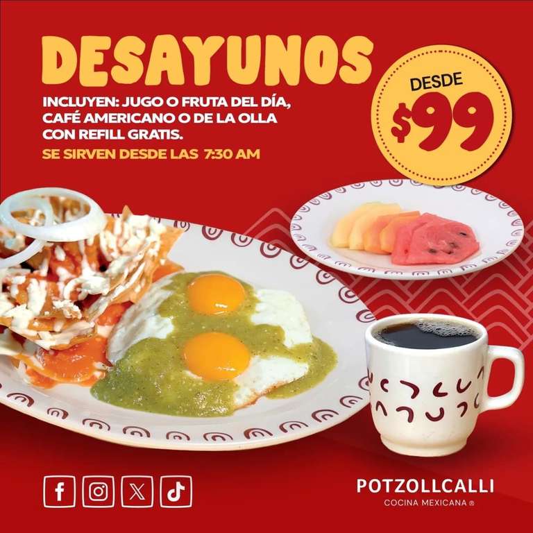 Potzollcalli: Desayunos desde $99