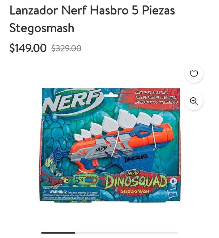 Walmart: Lanzador Nerf Hasbro 5 Piezas Stegomash