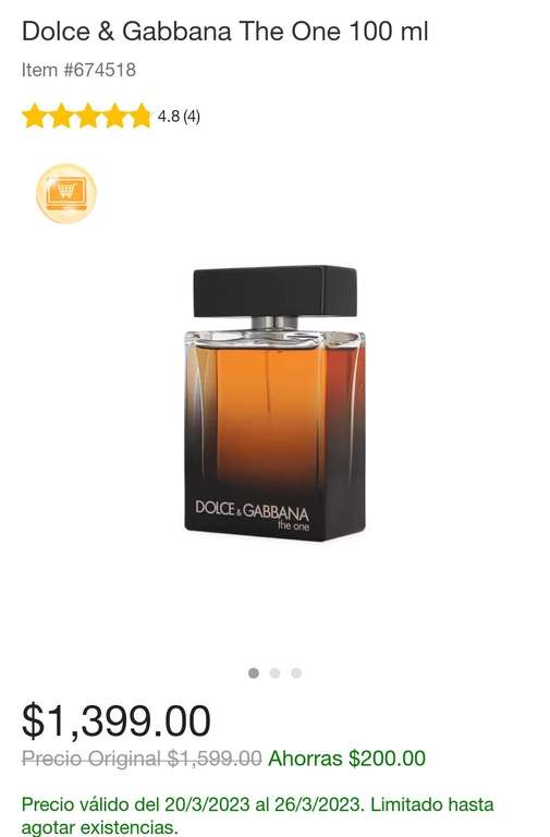 Costco: Dolce & Gabbana The One EDP 100 ml