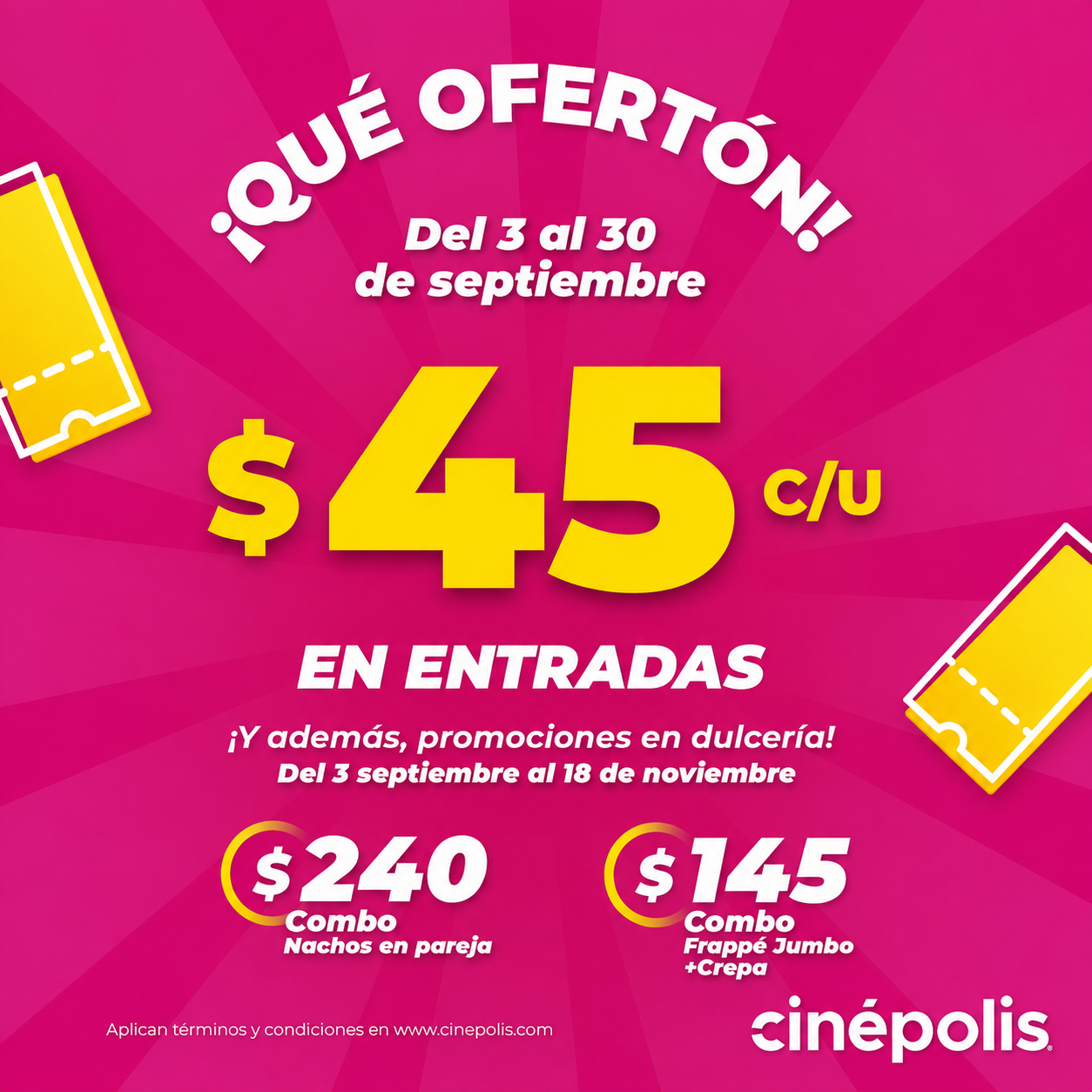 Cinépolis - Entradas a $45 de martes a jueves