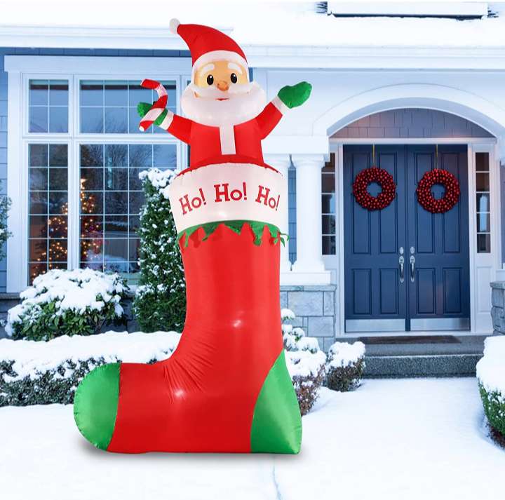 Amazon: Para la decoración de la casa Papá Noel inflable de 10 pies con luz LED.