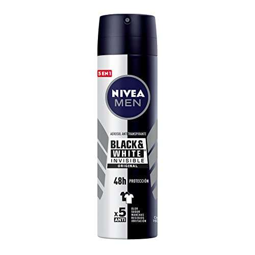 Amazon: NIVEA MEN Desodorante para Hombre, Invisible Black & White 48hrs Protección Antitranspirante Spray, 150 ml (Planea y Ahorra)