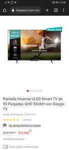 Liverpool: (2022, Nva Gen) Hisense ULED Smart TV de 55 Pulgadas QHD 55U6H con Google TV