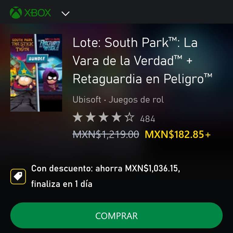 Xbox: Lote de south park "La vara de la verdad" + "Retaguardia en peligro"