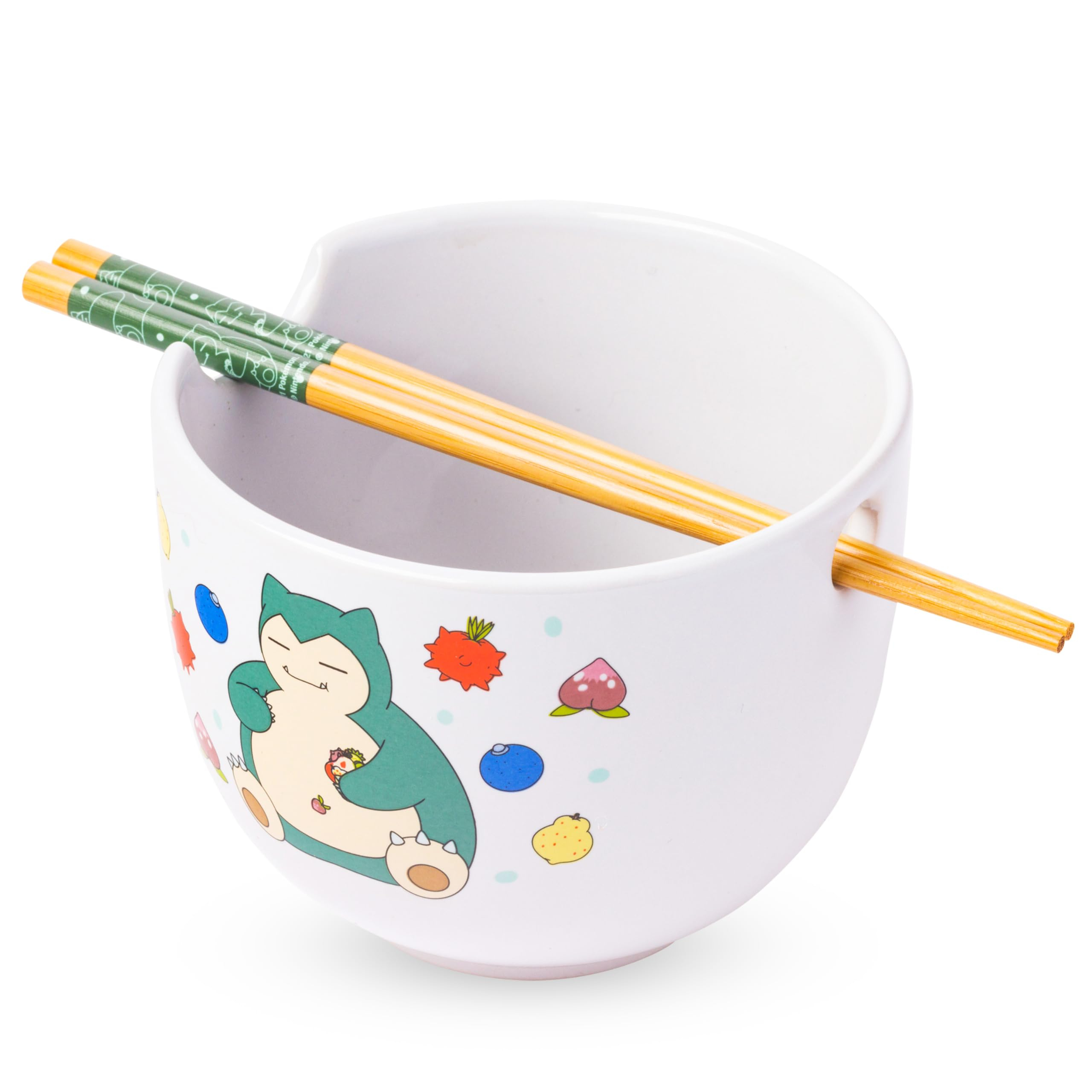 Amazon: Silver Buffalo - Tazón de cerámica para ramen, fideos o arroz, con palillos, 591.47 ml, Snorlax relajado comiendo