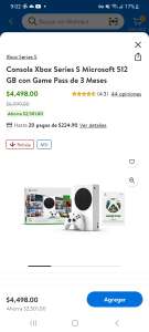 Walmart Super: Xbox series S 512 Gb con game pass 3 meses sin promos bancarias