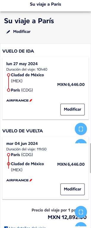 México Paris | AirFrance | Vuelo Redondo | Leer descripción