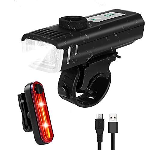 Amazon Luz Bicicleta Recargable USB, Linterna Bicicleta Impermeable Juego de Luces