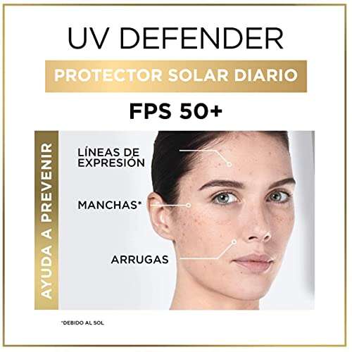 Amazon: L'Oréal Paris Protector Solar Diario Anti-Brillo FPS50+ UV Defender Tono Claro