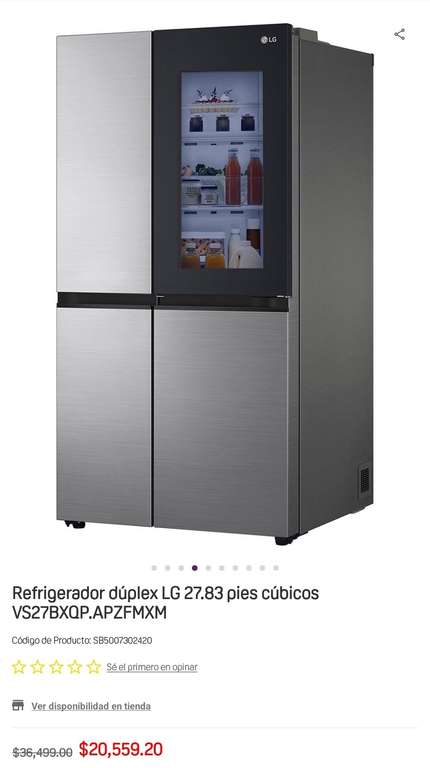 Suburbia: Refrigerador LG 28 ft InstaView Door In Door pagando con Paypal y HSBC a 1 exhibición