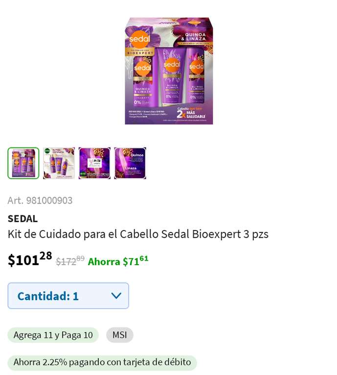Sam's Club: Kit de Cuidado para el Cabello Sedal Bioexpert 3 pzs