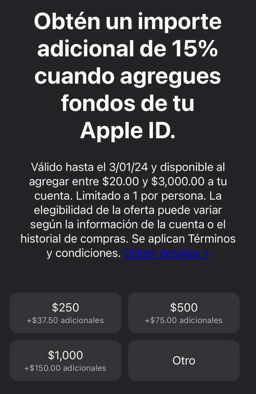 Apple App Store: 15% adicional al agregar fondos a tu Apple ID