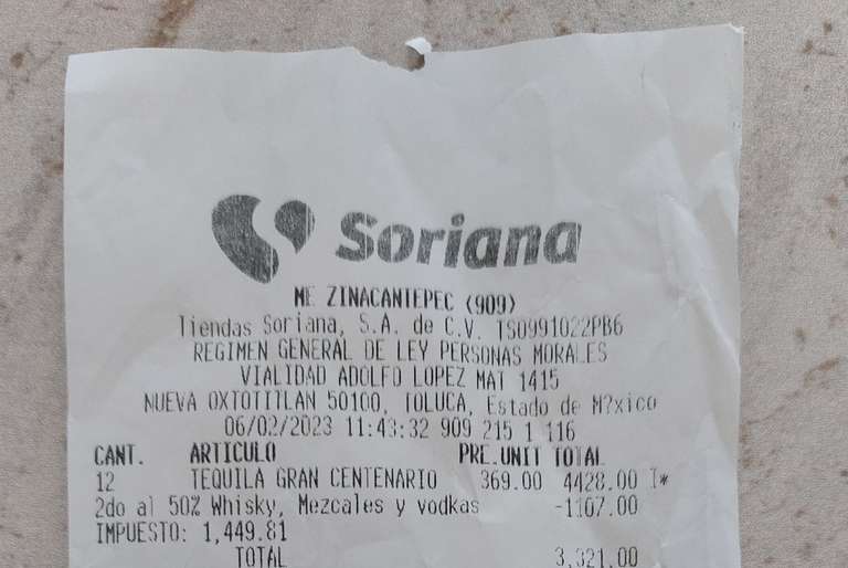 Soriana: Tequila Gran Centenario 40 750ml $554 por 2 botellas (o sea $277 c/u)