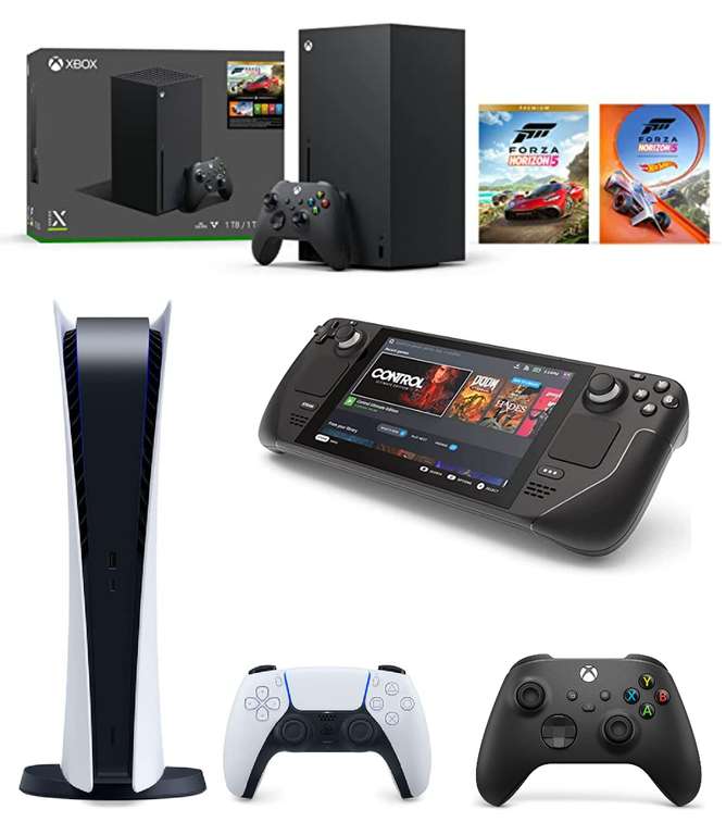 Amazon: Super Combo Consola PS5 Digital + Steam Deck 64G + Consola Xbox Series X + Forza 5 + Control Xbox extra (Banorte)