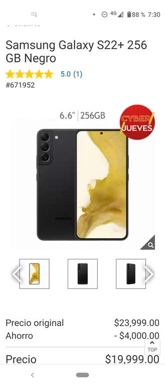 Costco Samsung Galaxy S22+ 256 GB Negro