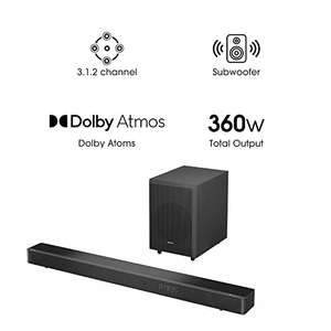 Amazon: Hisense Barra de Sonido AX3120G (2023) 3.1.2 Ch 360W con Subwoofer inalámbrico y Dolby Atmos