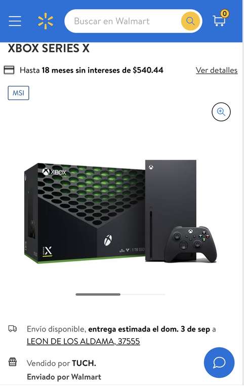 Xbox Series X $8609 ya con el envío Walmart BBVA + Cupón 12 msi
