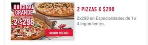 Domino's Pizza: 2 pizzas grandes 4 ingredientes o especialidades