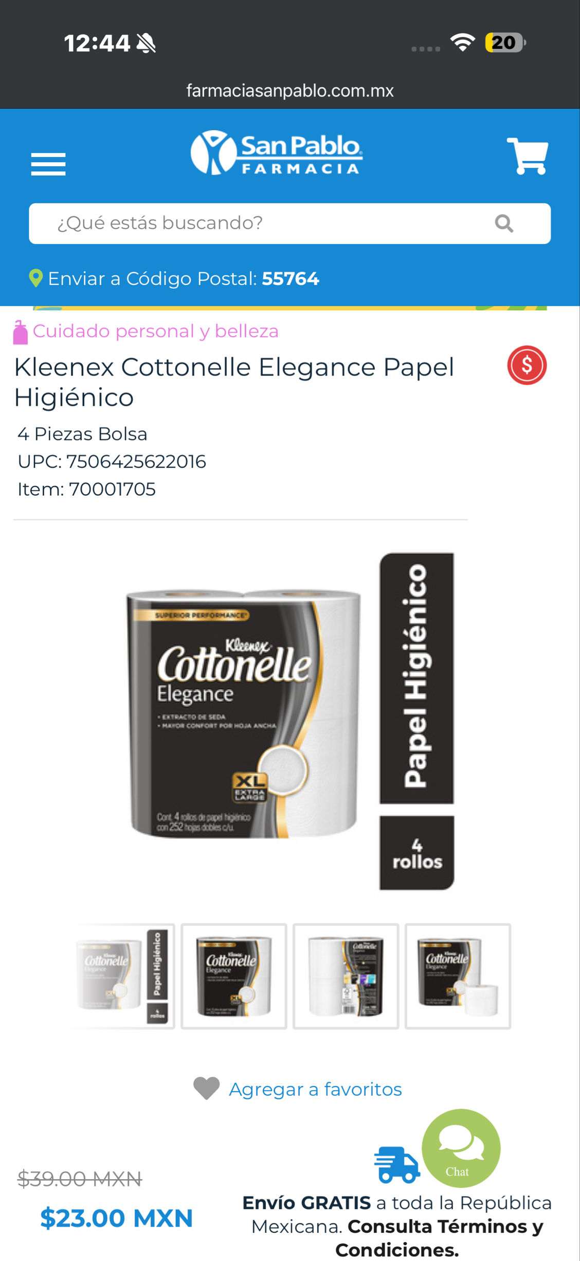 Farmacia San Pablo: Papel Higienico Cotonelle Elegance 4pzas /252 hojas