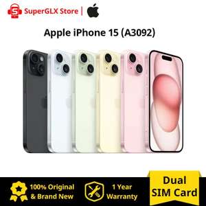 AliExpress: Apple-iPhone 15, A3092, iOS 17, Bionic, Super Retina, XDR, pantalla OLED, IP68, resistente al polvo/agua