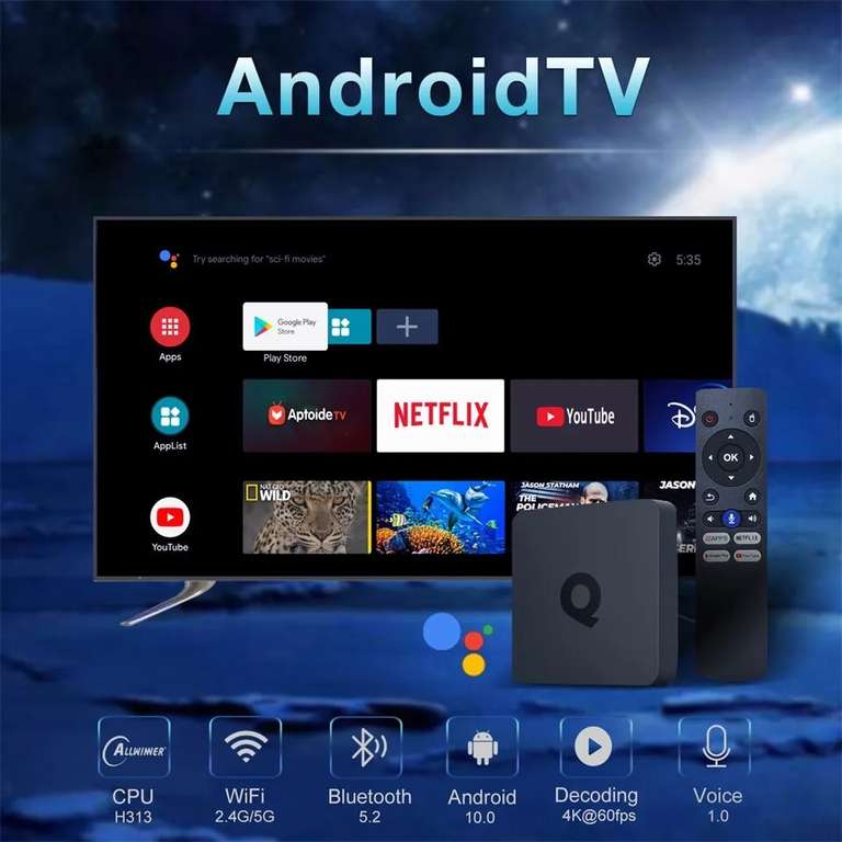 AliExpress: Q1 Smart ATV Box 4k, 2GB, 16GB, 2g/5g, wifi, ethernet, android tv, tv box
