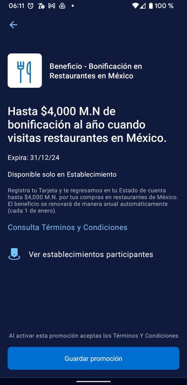 American Express: bonificación de hasta $4,000 en restaurantes ***en México*** (Platinum de SERVICIOS)